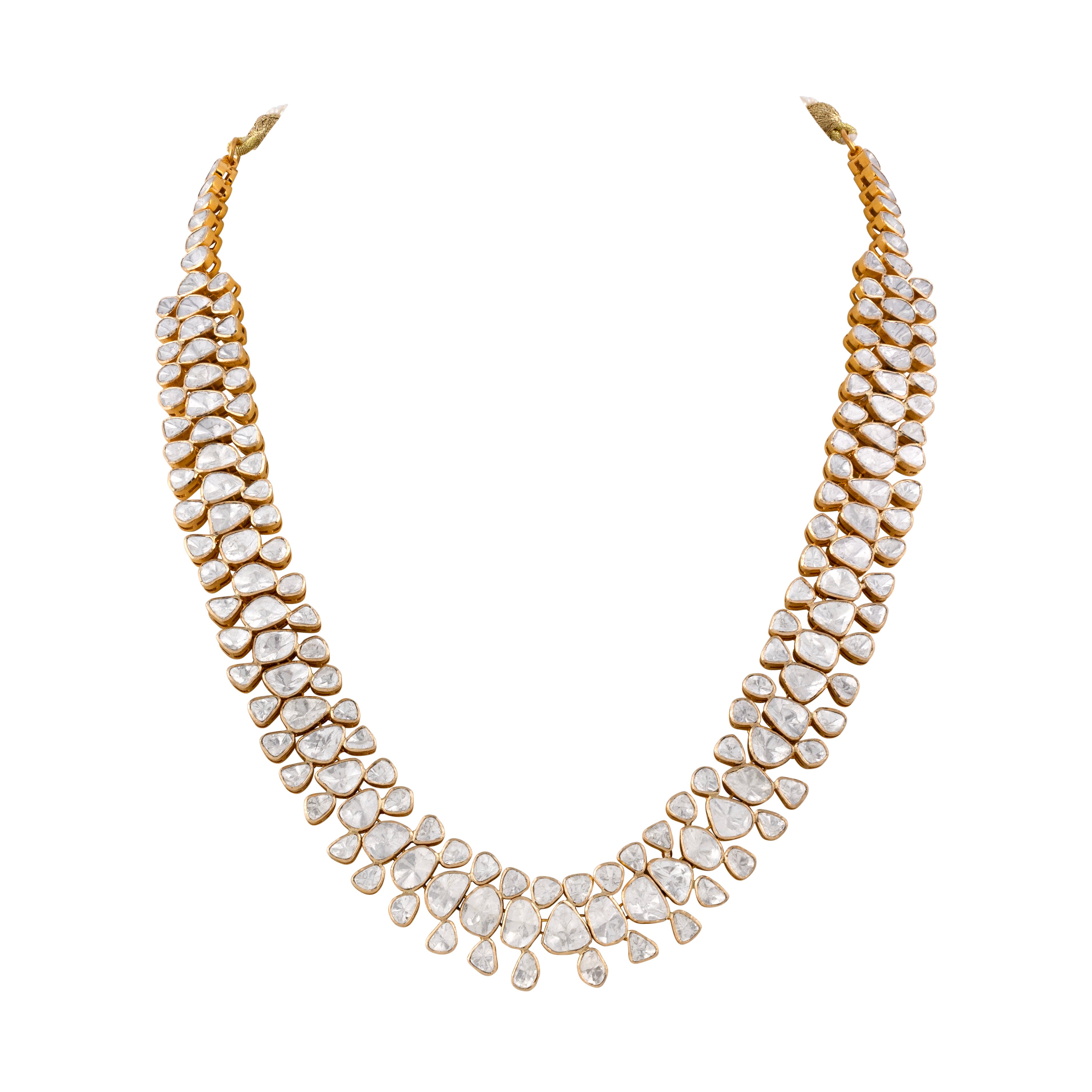 Tri-Graduated Polki Necklace in Open Setting